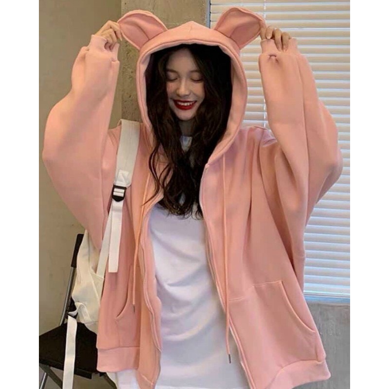 ÁO KHOÁC HOODIE NỮ CHỐNG NẮNG PHỐI TAI THỎ PHONG CÁCH SIÊU CUTE
