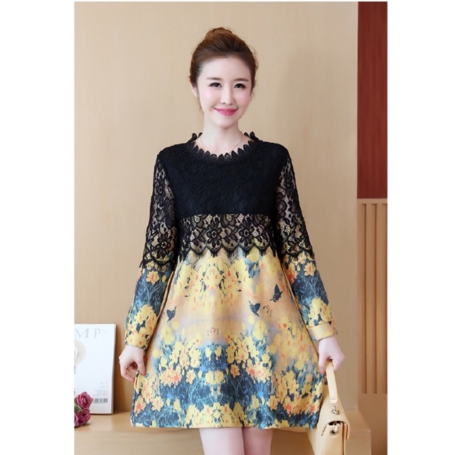 Đầm suông phối ren bigsize hàng cao cấp