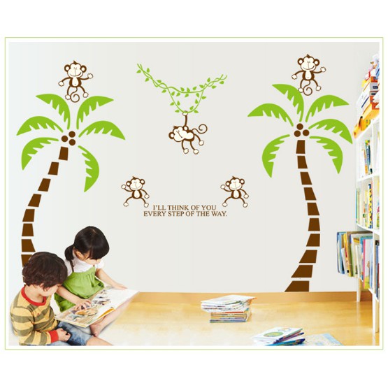 Decal trang trí tường 2 cây dừa lớn