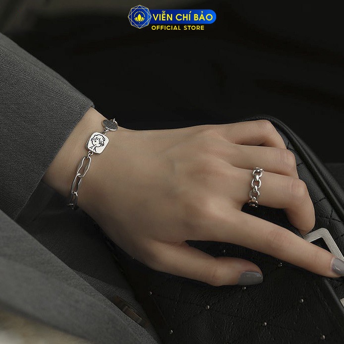 Lắc tay bạc nữ họa tiết Made for you chất liệu bạc Thái S925 trẻ trung cá tính thương hiệu Viễn Chí Bảo L000045