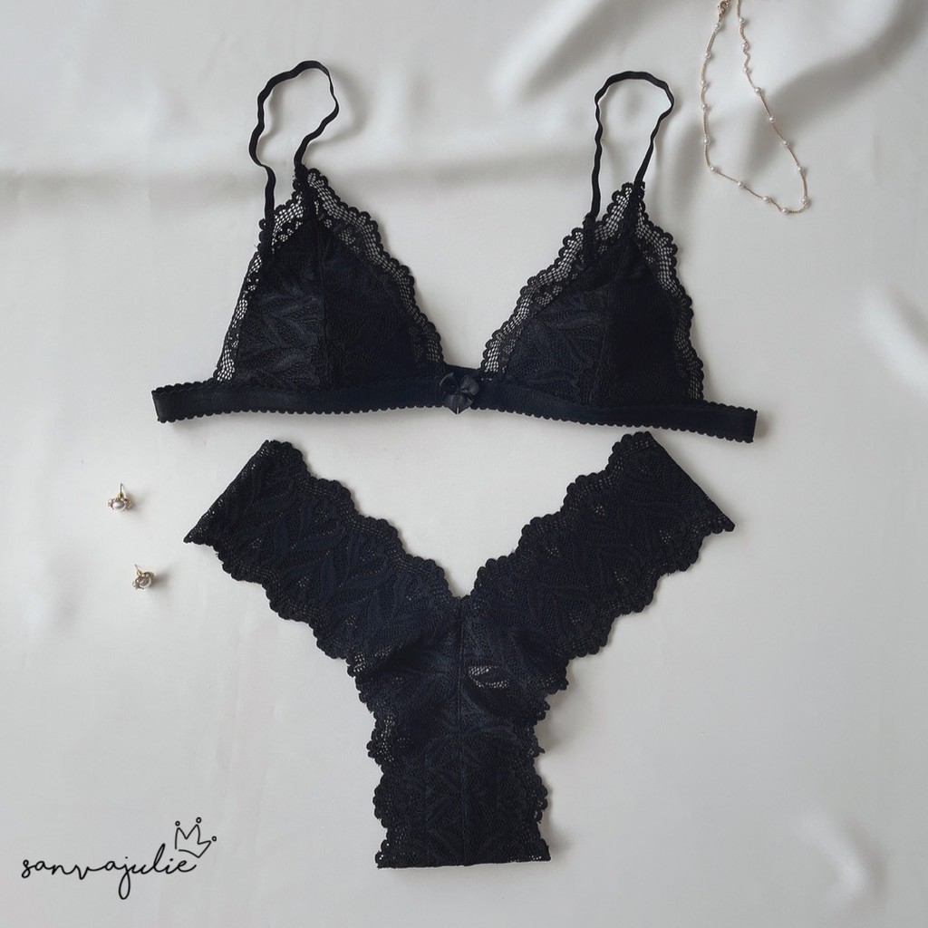 Bộ đồ lót ren không gọng - không mút Leaf thiết kế Sanvajulie (có bán tách lẻ áo lót và quần lót riêng)