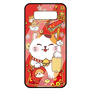 Ốp lưng Vina Case đủ dòng Samsung S7 Edge/S9+.Note 8/... kính cường lực in hình Mèo thần tài-Tặng kèm dây đeo điện thoại