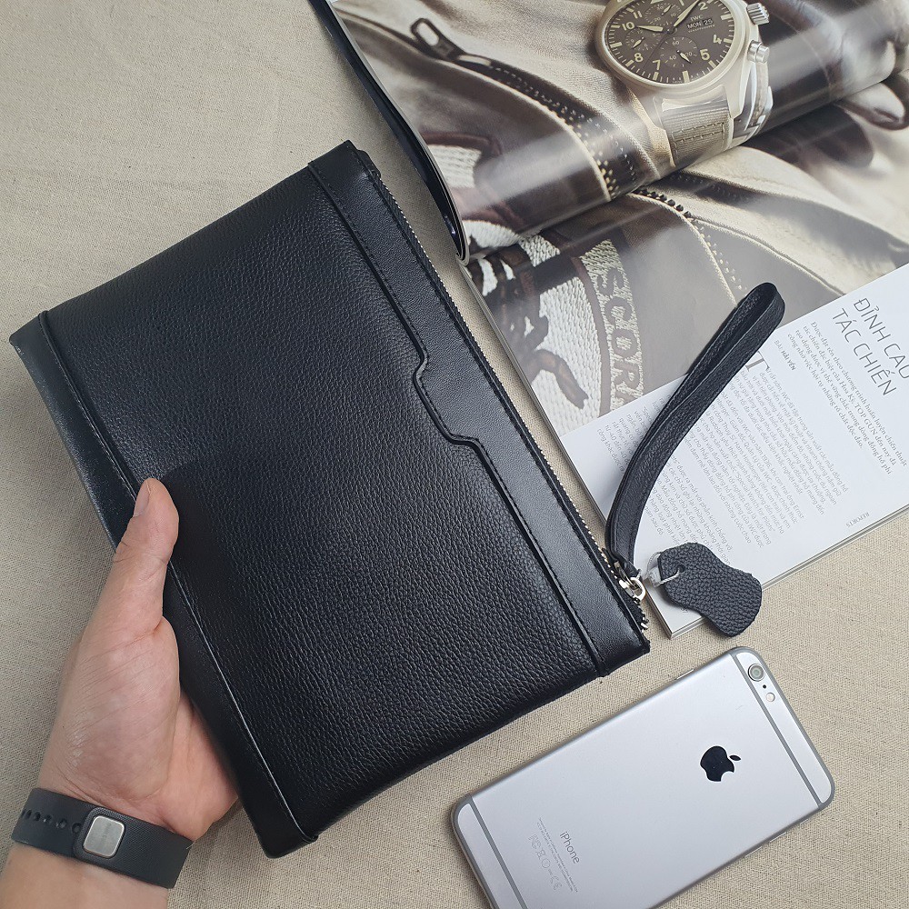 [Da thật] Ví Clutch Da Nam Cầm Tay, Ví Công Sở Da Bò Vân Mill - CL127 - Bảo Hành 3 Năm | BigBuy360 - bigbuy360.vn