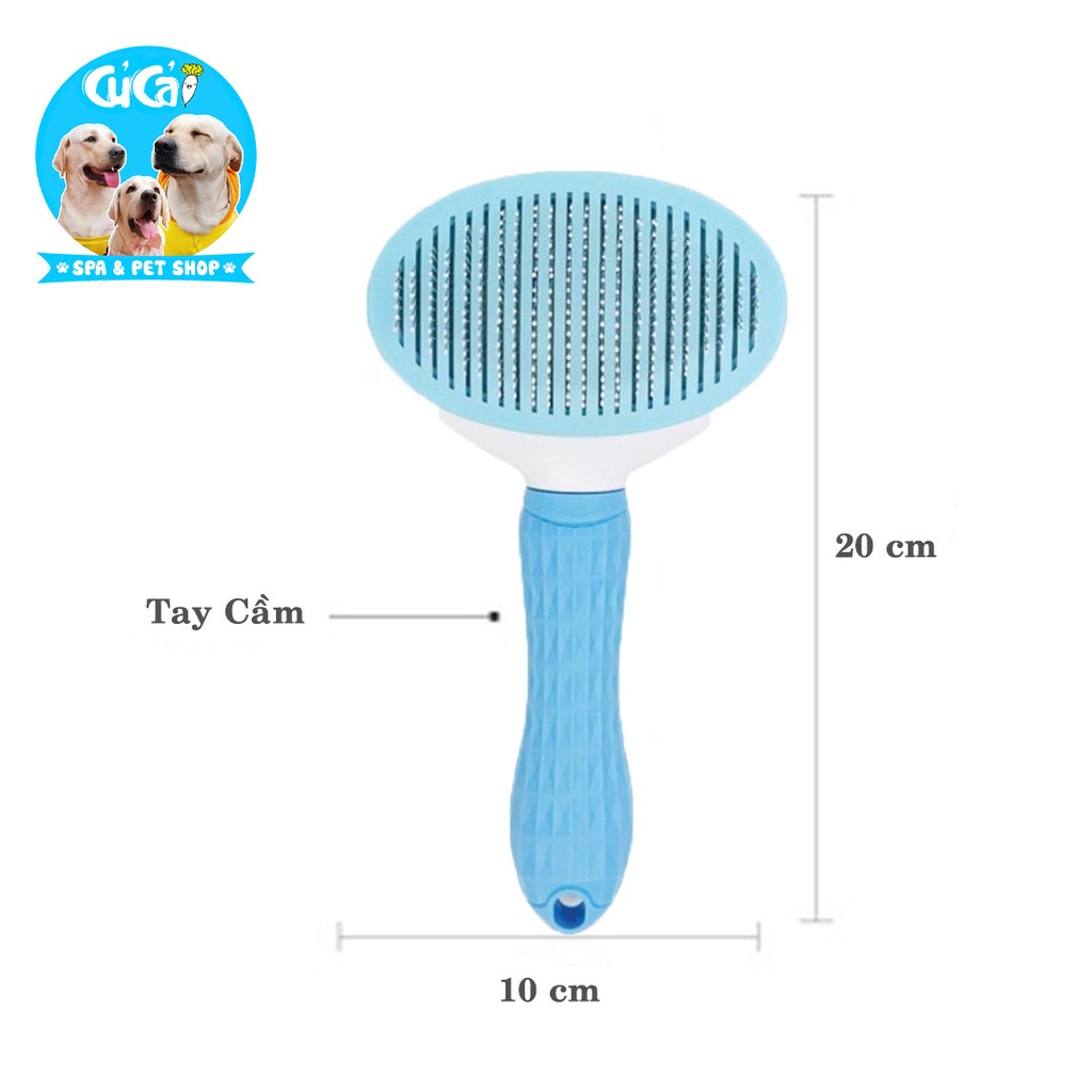 Lược gỡ rối và chải lông chó mèo Clean, lược chải có nút bấm giúp lông chó mèo mềm mượt - Củ Cải Pet Shop