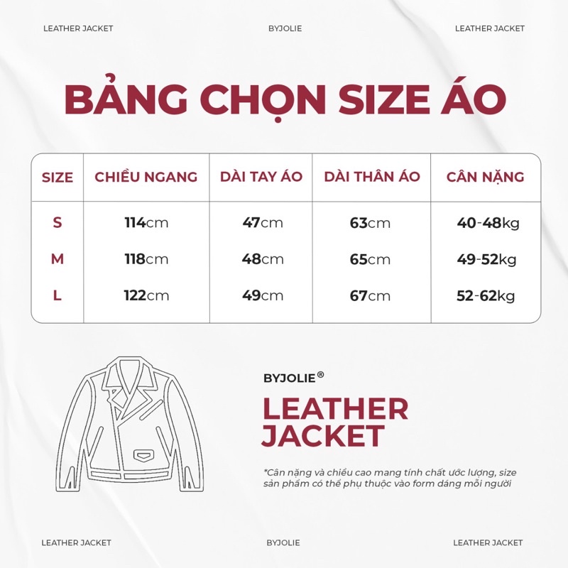 Áo khoác da LEA JACKET Byjolie da mềm dày dặn lót lụa