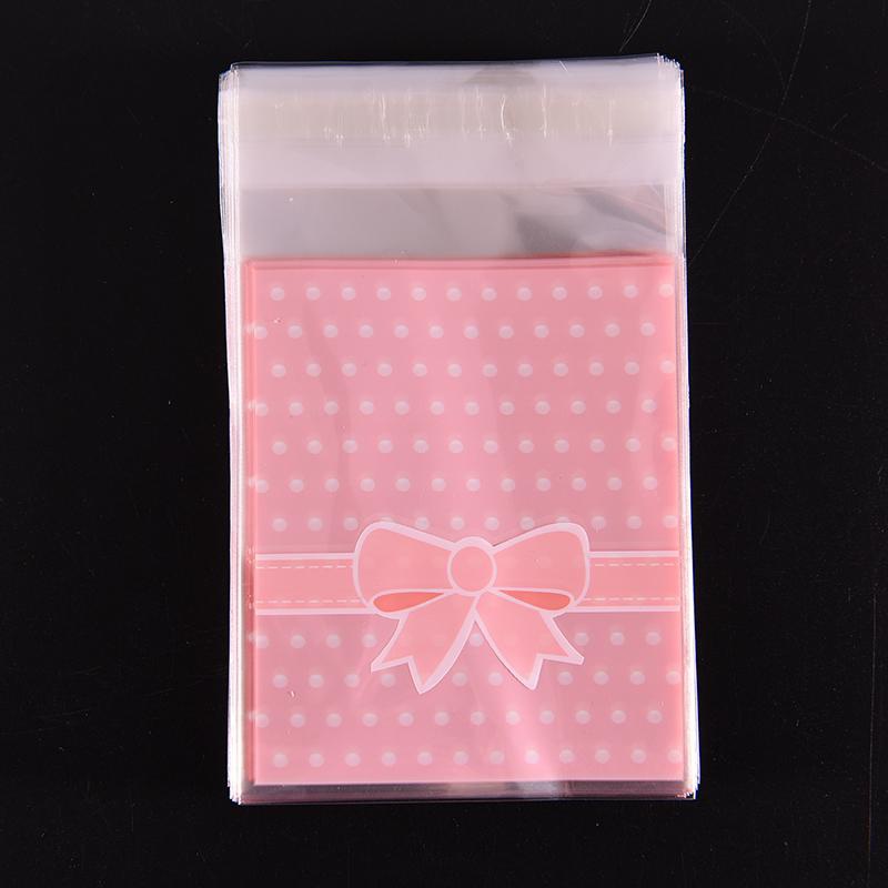 Set 100 Túi Nhựa Nhỏ Đựng Bánh Kẹo Thắt Nơ Dễ Thương