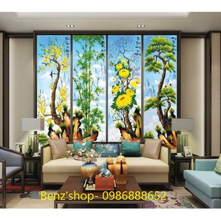Tranh thêu chữ thập ( giá sỉ) Tứ Quý Xuân-Hạ-Thu- Đông LV3026 (125*85 cm), thêu 223234 (145x100cm)