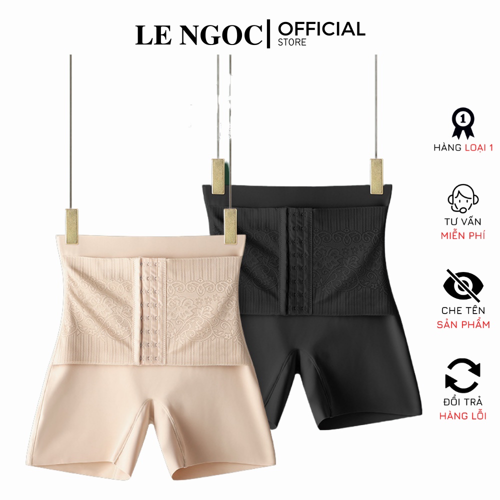 Quần gen nịt bụng định hình eo lưng cao 3 nấc cài trước đúc su Lê Ngọc 154