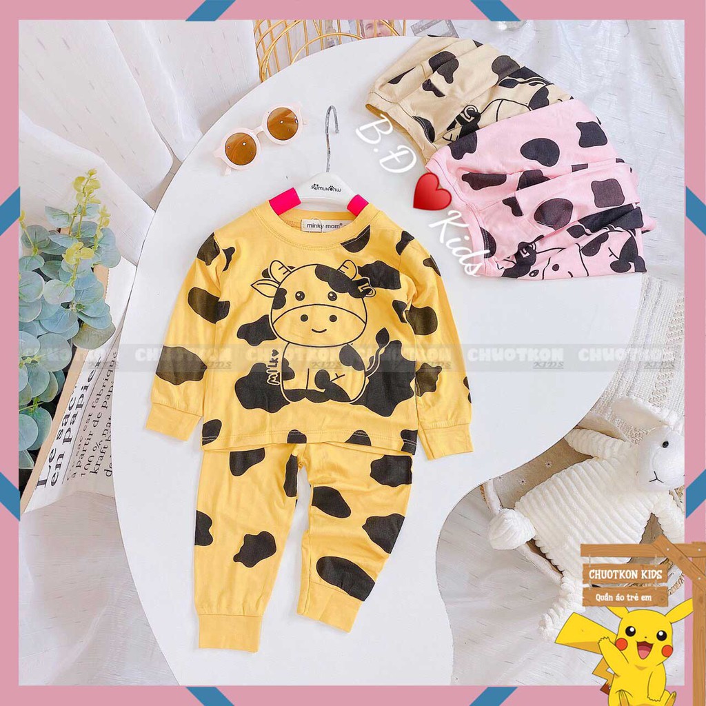 Bộ thun lạnh dài tay bò sữa cho bé trai bé gái