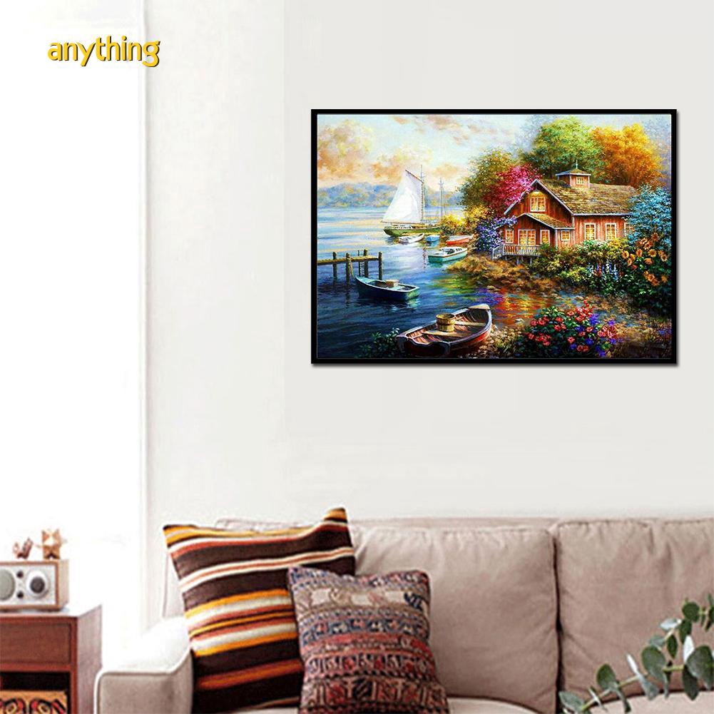 Tranh đính đá trang trí thủ công 5D hình ngôi làng nghệ thuật | BigBuy360 - bigbuy360.vn