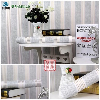 Giấy dán tường sọc xám kẻ như hình 10 m x45cm có keo