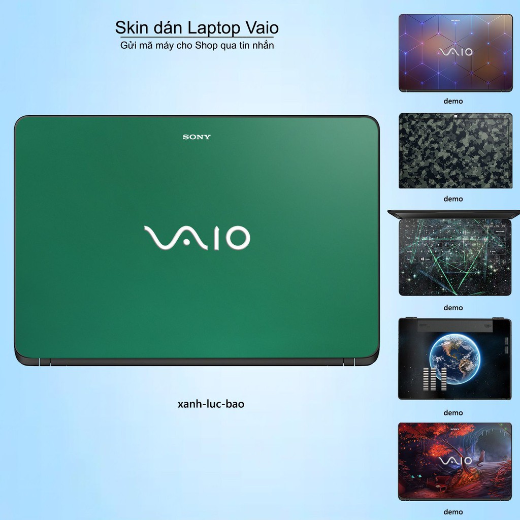 Skin dán Laptop Sony Vaio màu xanh lục bảo (inbox mã máy cho Shop)