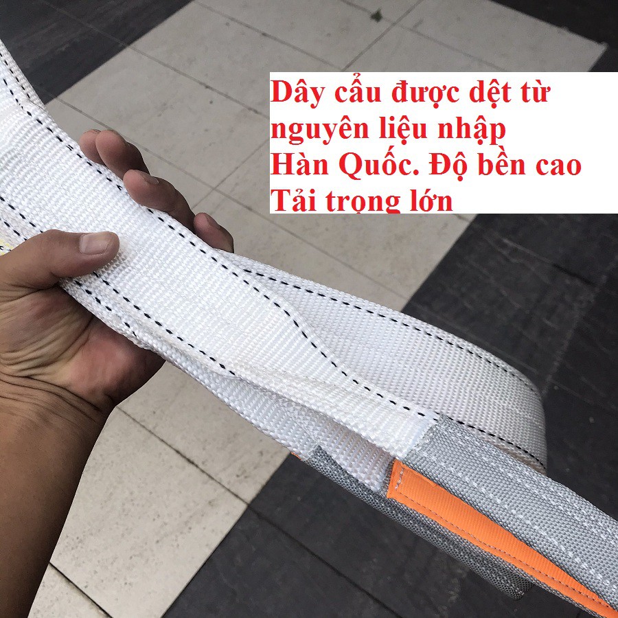 2 Tấn - Bản Rộng 5 Cm - Dài 4 Mét. Dây Cáp Vải Cẩu Hàng Hiệu Con Voi MAMUT - Tai Cẩu 2 Lớp Lót -Hệ Số An Toàn 6:1 và 5:1