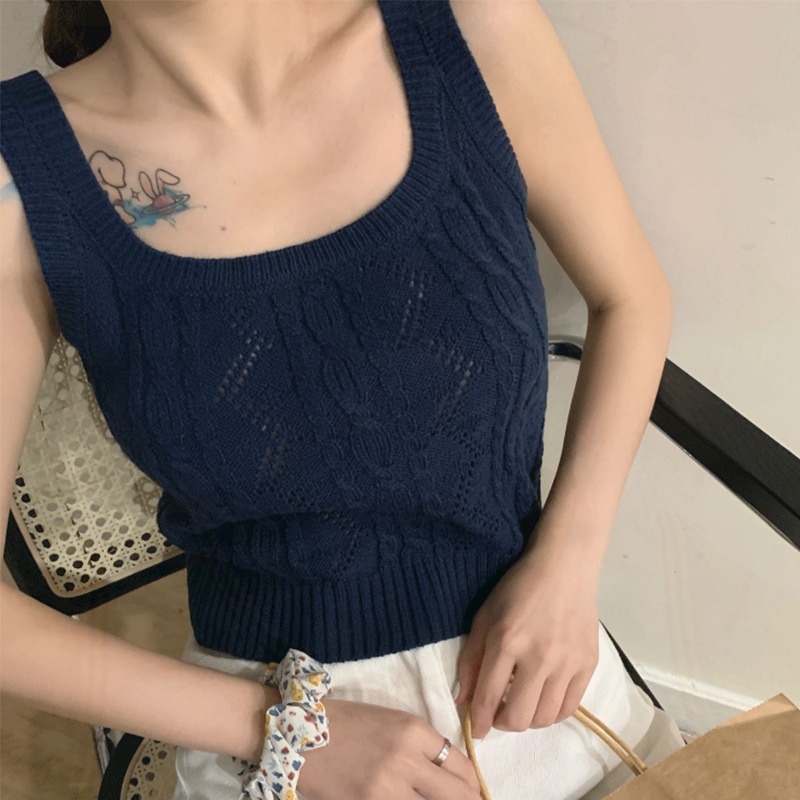 Áo ZHELIHANGFEI vải dệt kim thiết kế lỗ thời trang dành cho nữ