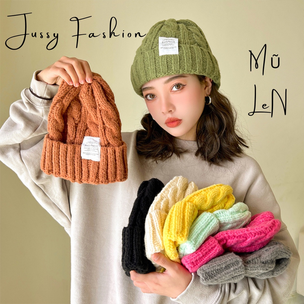 Mũ Len Dệt Kim Hàn Quốc Jussy Offcial Chất Len Dày Siêu Ấm Áp 8 Màu Hot Phong Cách Vinatge