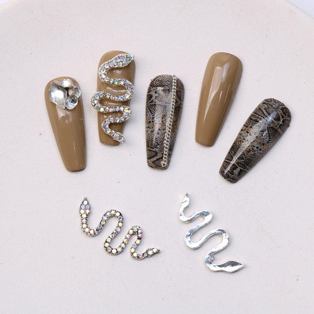 Phụ Kiện Trang Trí Móng Tay Hình Rắn Đính Đá Lấp Lánh Phong Cách Retro Oversize|Phụ Kiện Trang Trí Móng Tay Nghệ Thuật DIY Xinh Xắn