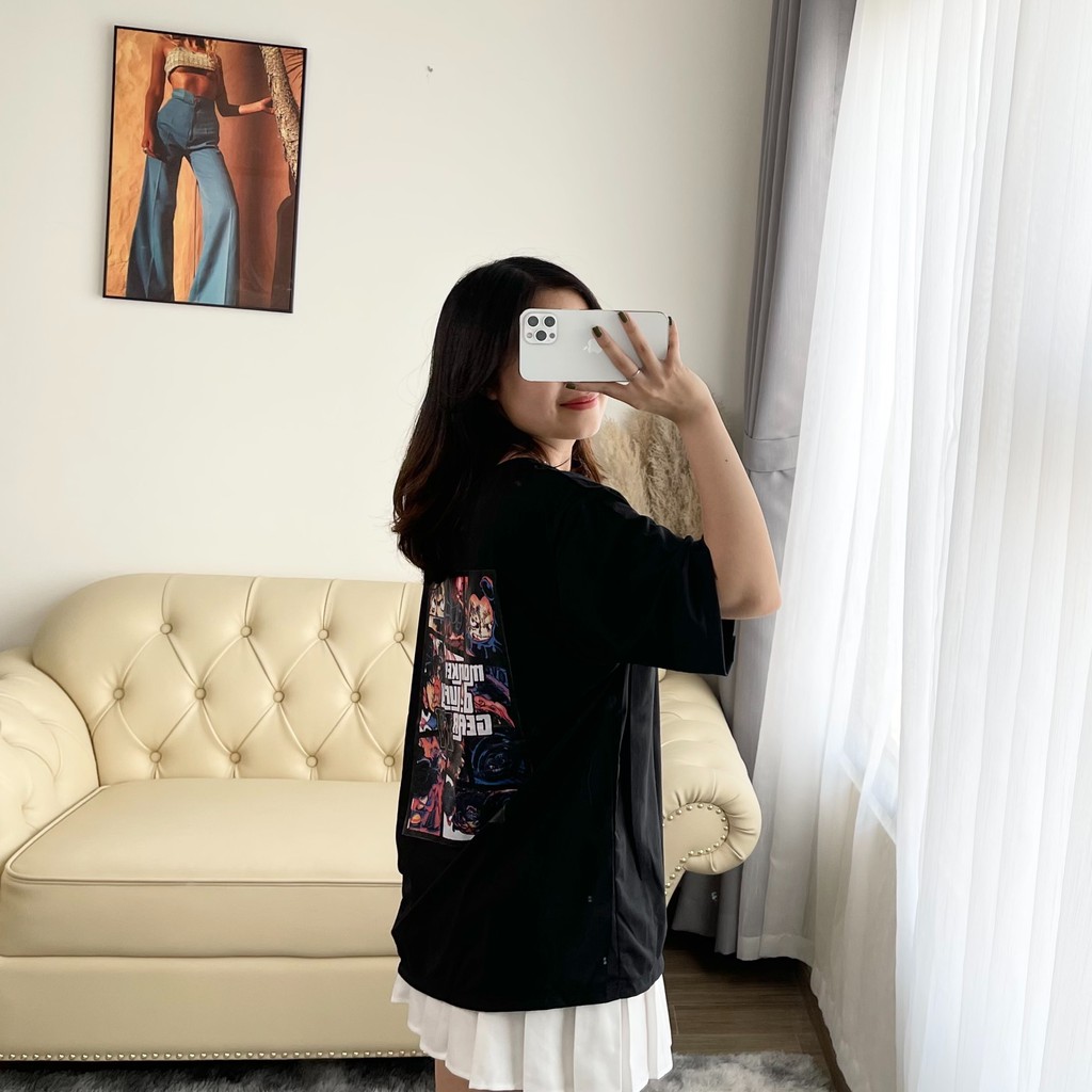 Áo thun nữ / Áo phông nữ tay lỡ form rộng freesize in hình Monkey Luffy