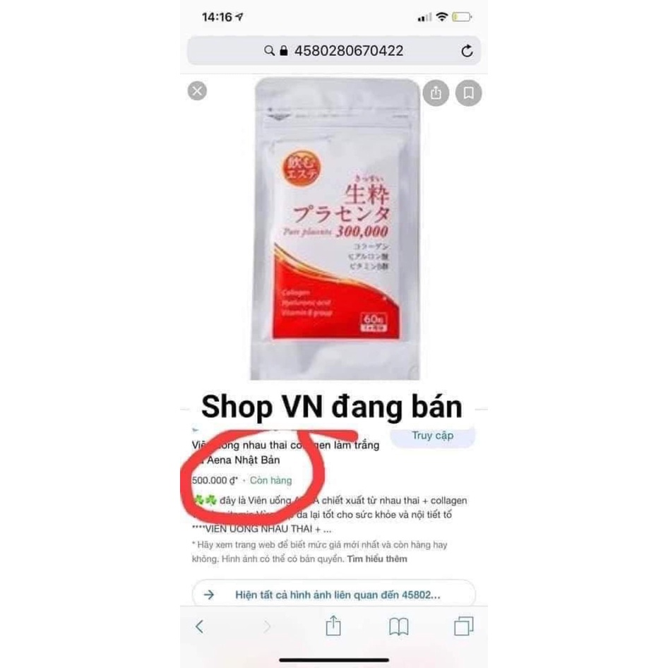 Viên uống Pure Placenta Nhật Bản - 300.000 gói 60 viên