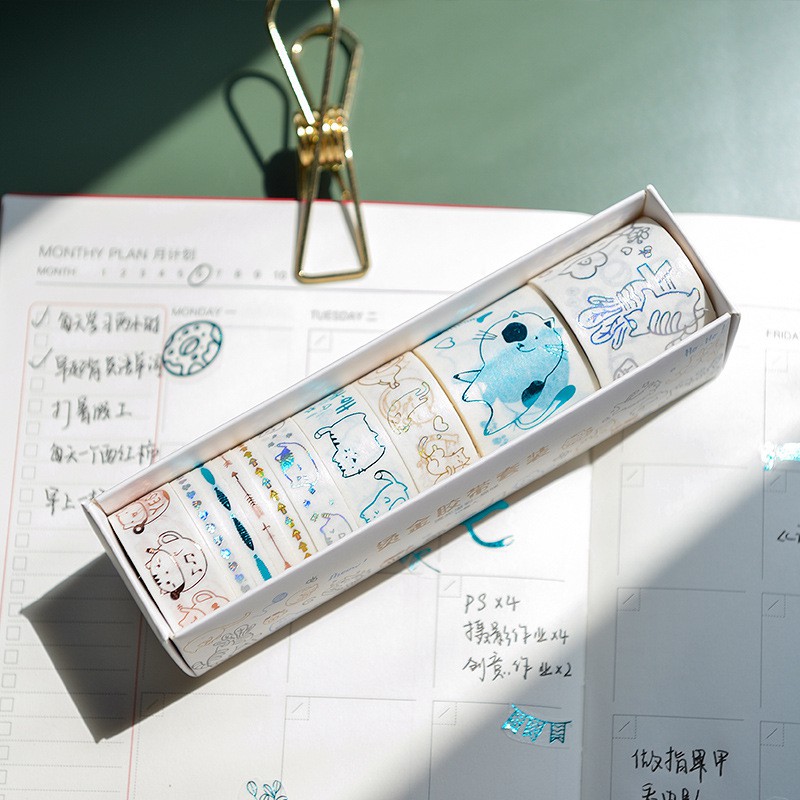 Set băng dính washi tape nhũ WT245