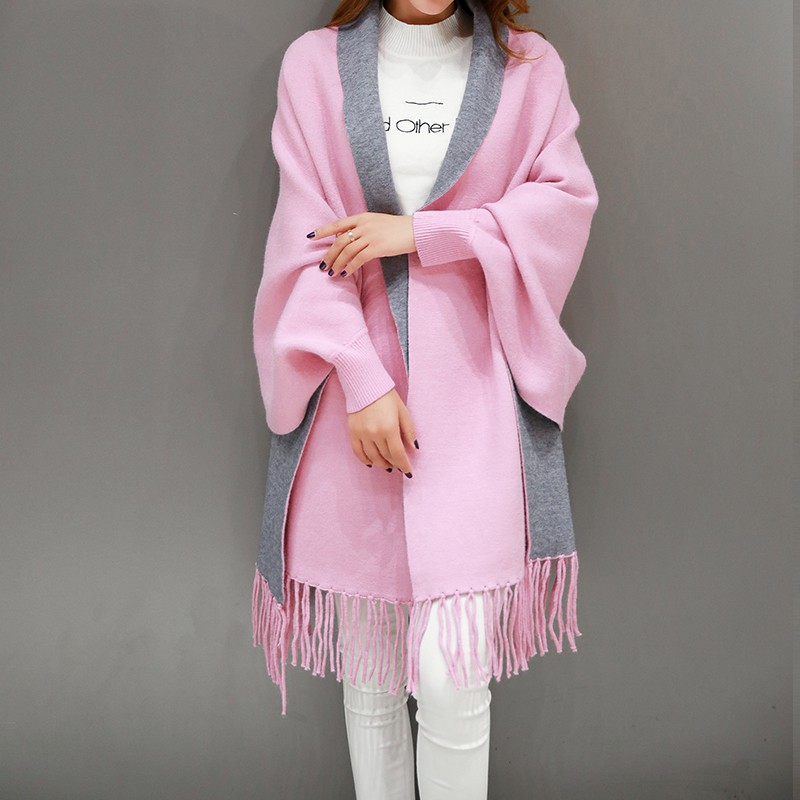 Scarf shawl dual-use ladies thickened autumn and winter knitted cloak jacket wit | BigBuy360 - bigbuy360.vn