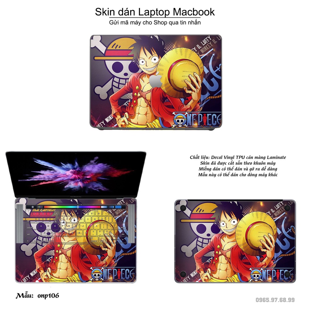 Skin dán Macbook mẫu One Piece (đã cắt sẵn, inbox mã máy cho shop)