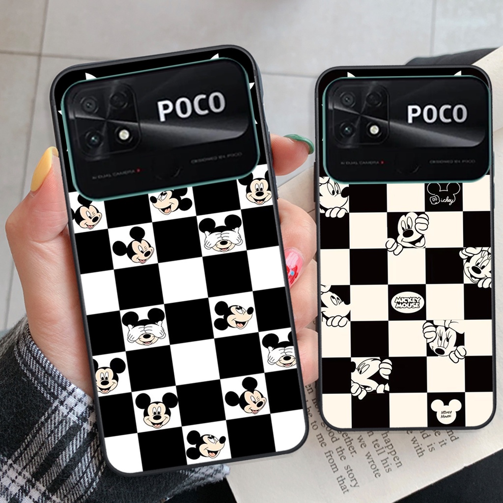 Ốp lưng Xiaomi Poco C40 trái tim họa tiết caro, mikey họa tiết beabrick kaws cute