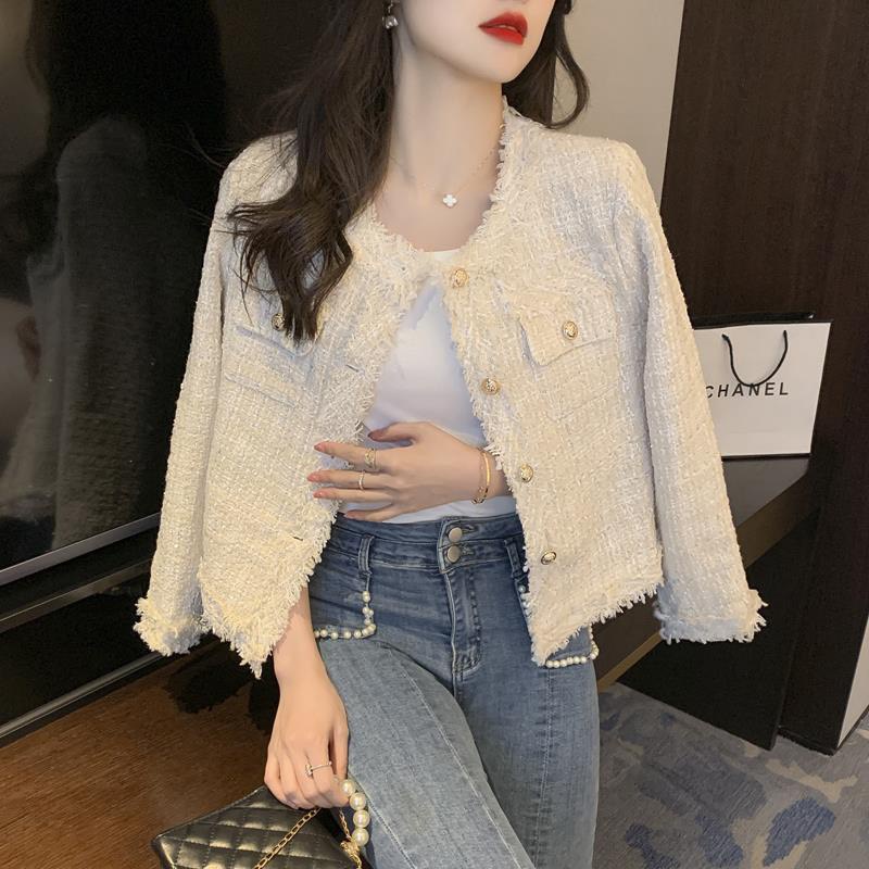 áo dạ tweed 2 túi cúc ngọc Hàn Quốc
