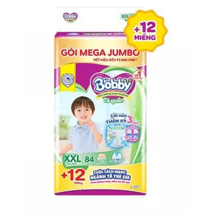 Tã quần Bobby Mega Jumbo : M124-L108-XL96-XXL88
