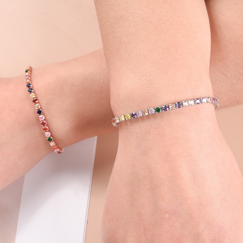 Vòng Tay Đính Đá Zircon Nhiều Màu Tùy Chỉnh Phong Cách Bohemian Thời Trang Cho Nữ