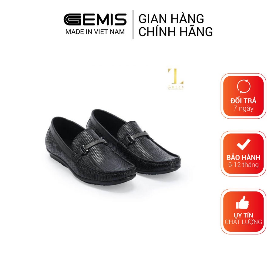 Giày lười nam da bò cao cấp chính hãng khóa ngang GEMIS -5367