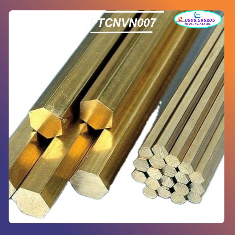Đồng Lục Giác Thau,Đồng Vàng Cây 6 Cạnh Phi 24-->100 mm Dài 200mm DT TECHSHOP