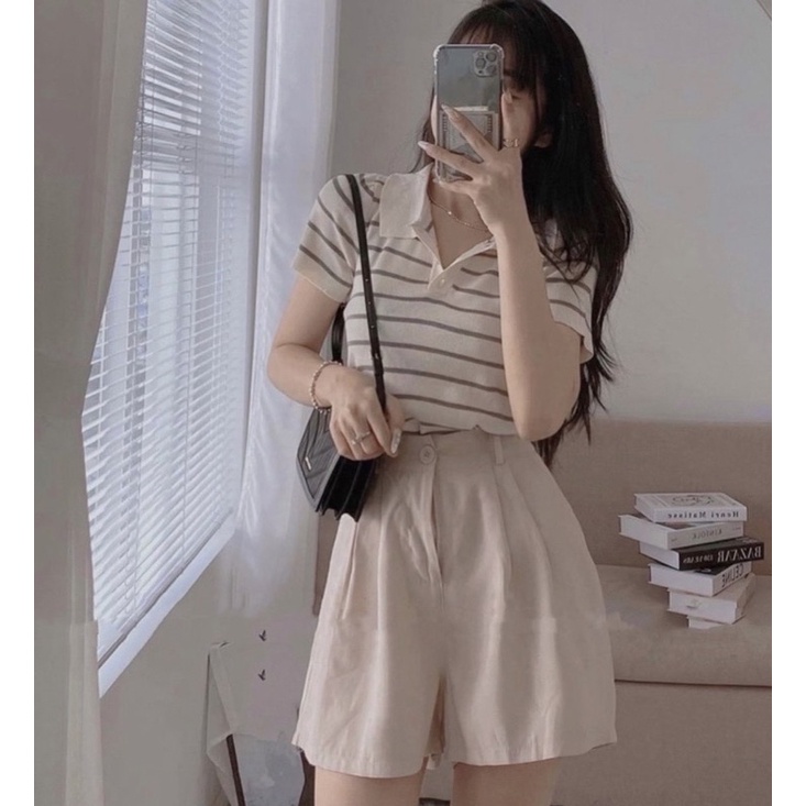 Quần Noo Short cạp cao ống rộng bo chun co giãn thoải mái items mùa hè