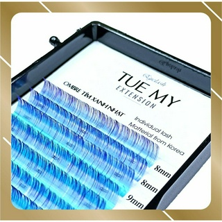Ombre Tím Xanh Nhạt - Mi Lụa Màu Classic 0.07 Mix Size (14 line)