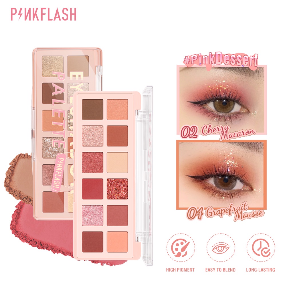 Bảng phấn mắt PINKFLASH 12 màu chống thấm nước và lâu trôi cao cấp