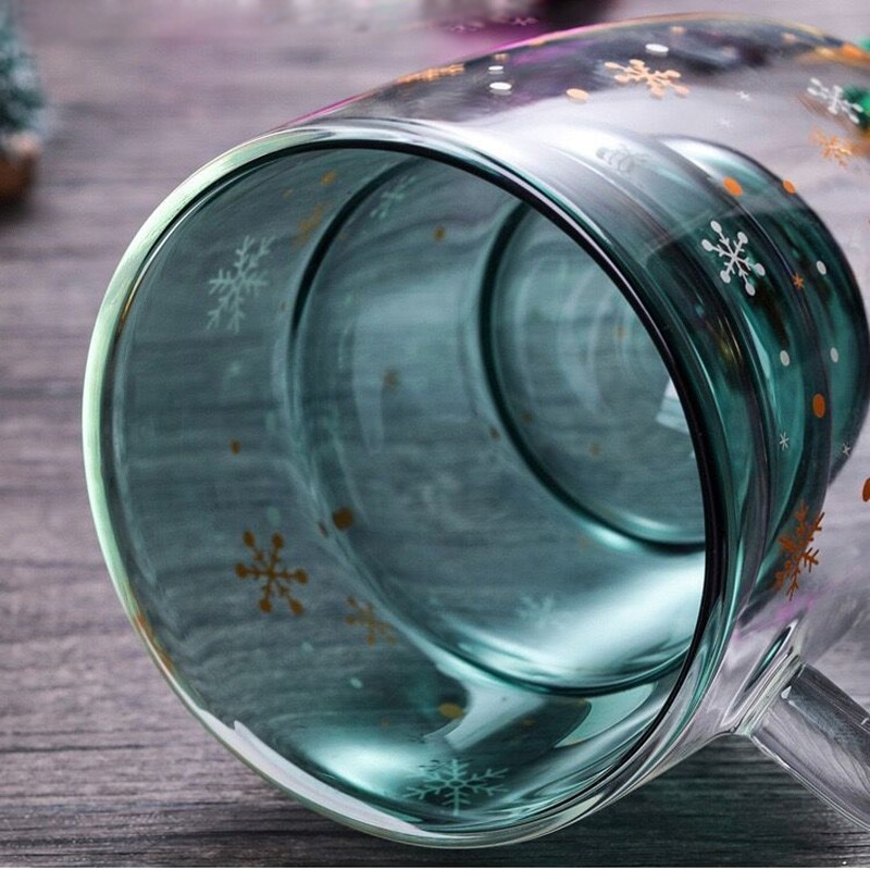 300ml Ngôi sao mong muốn Cúp sáng tạo Cây thông Giáng sinh Cốc thủy tinh đôi Tách trà văn phòng Đánh dấu tách cà phê