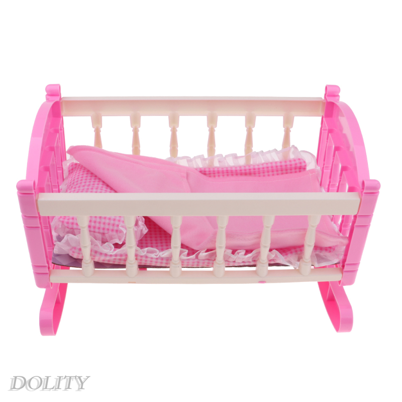 [DOLITY]Princess Cradle Bed Furniture for 9-11\" Reborn Girl Baby Doll Kids Play Toy