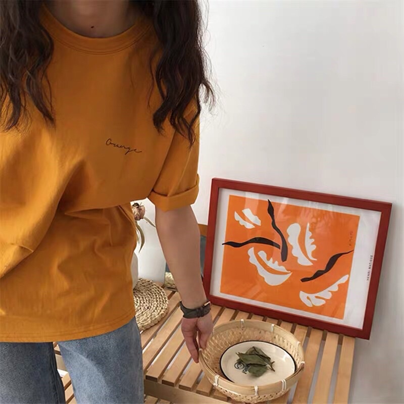 Áo thun tay lỡ, in chữ đơn giản, form rộng, Nam nữ đều mặc được