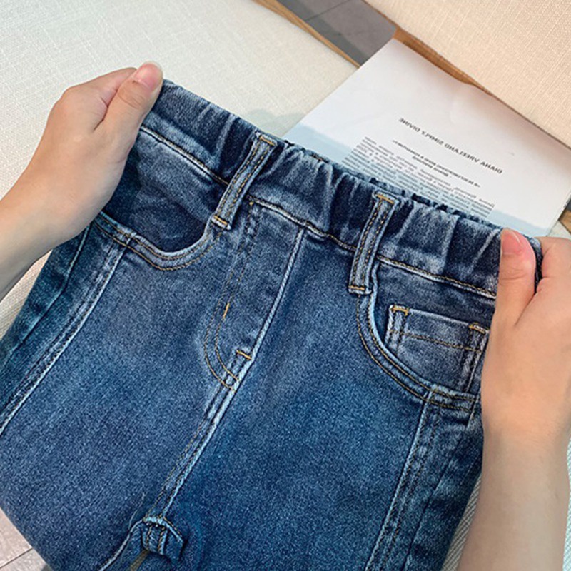 Quần Jeans Ống Loe Xẻ Tà Phong Cách Phương Tây Thời Trang Hàn Quốc Cho Bé Gái