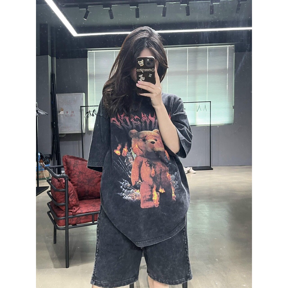 Áo Thun Loang Đen Unisex Phông Form Rộng Ngắn Tay In Hình Cá Tính Nam Nữ - ZADOLA FASHION