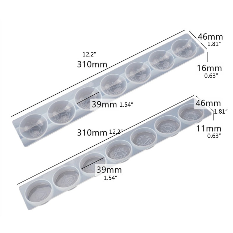 Set 2 khuôn nhựa resin hình 7 luân xa độc đáo