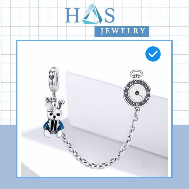 Charm bạc H.A.S hình chú thỏ ma thuật - Hạt charm bạc thời trang
