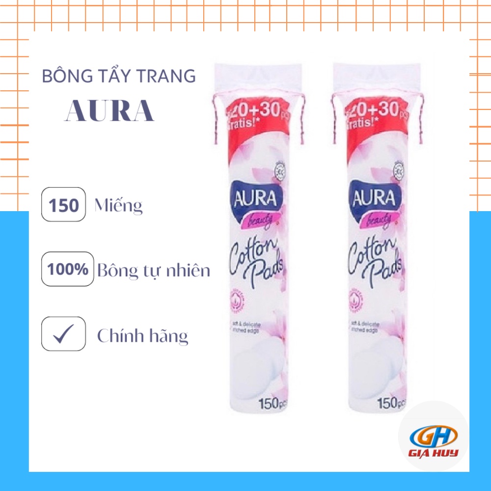Bông tẩy trang Aura 150 miếng chính hãng