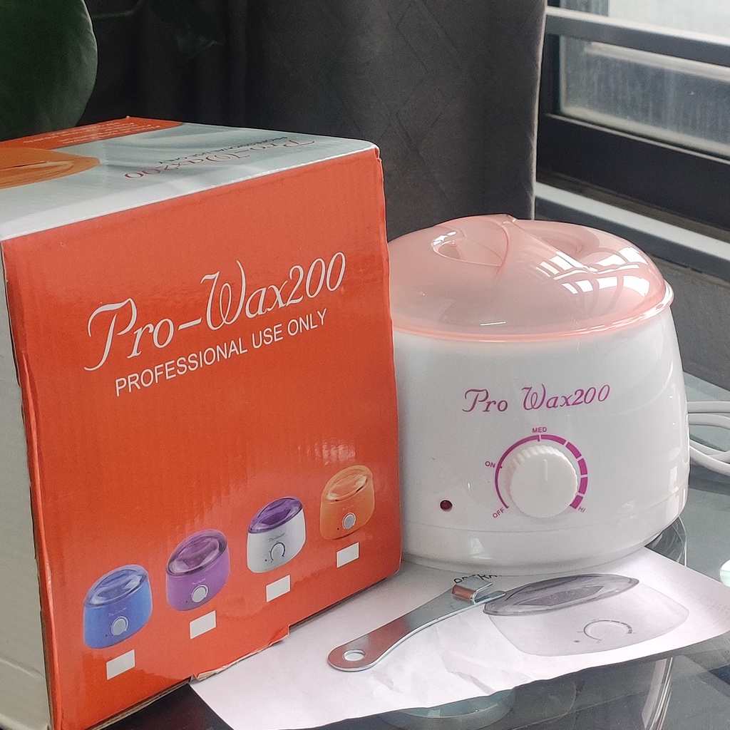 Combo Wax Lông Nồi Nấu Sáp Wax Lông Pro Wax 200 Cao Cấp + 100gr Sáp và 10 Que Gỗ To