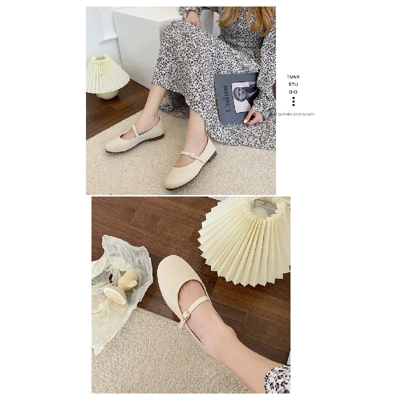 Giày Búp Bê Da Mềm Mũi Vuông Thời Trang Xuân Thu 2022 Cho Nữ