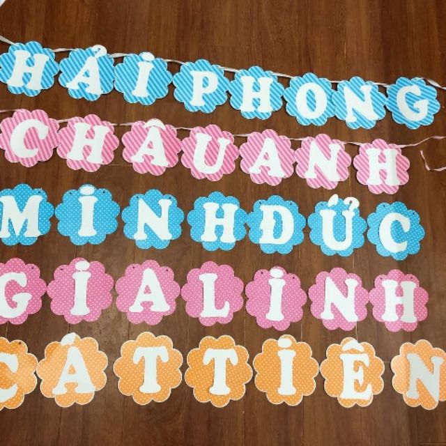 Dây Chữ Ghép Tên Trang Trí Sinh Nhật( vd tên Bé là : BON x số lượng 3 )