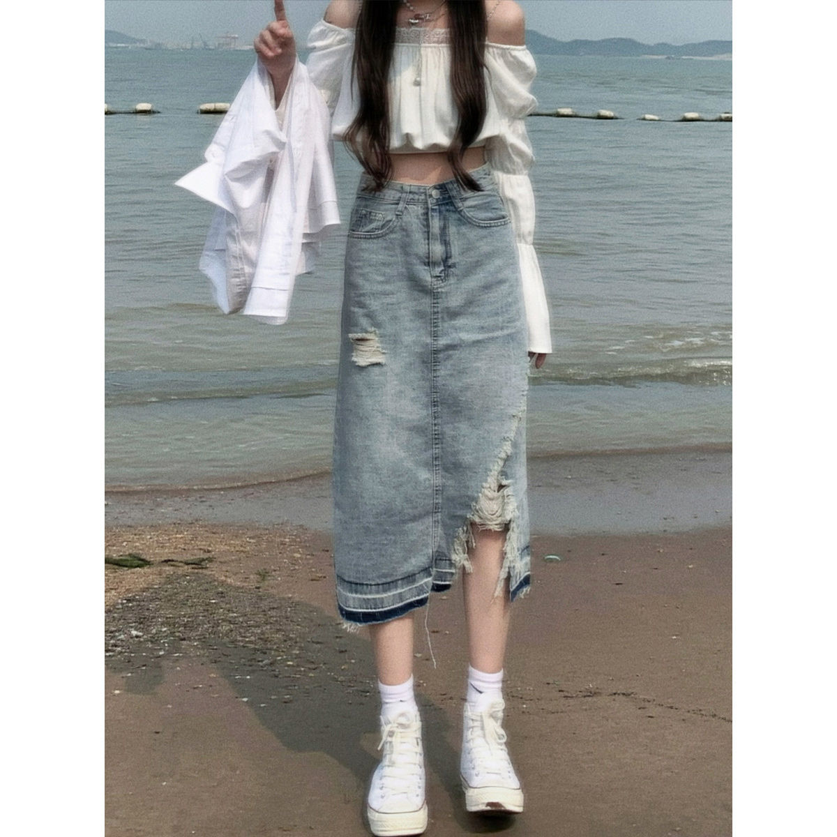 chân váy jean Lưng Cao Thời Trang Cho Nữ Size Lớn 2021 | BigBuy360 - bigbuy360.vn