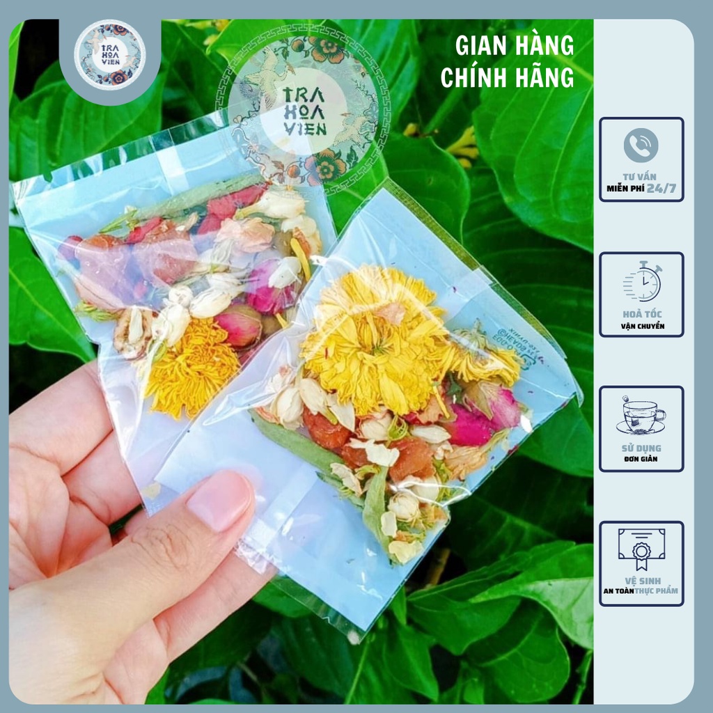 TRÀ DƯỠNG NHAN SET 15 GÓI, TRÀ HOA VIÊN làm đẹp da , thanh lọc cơ thể và ngủ ngon