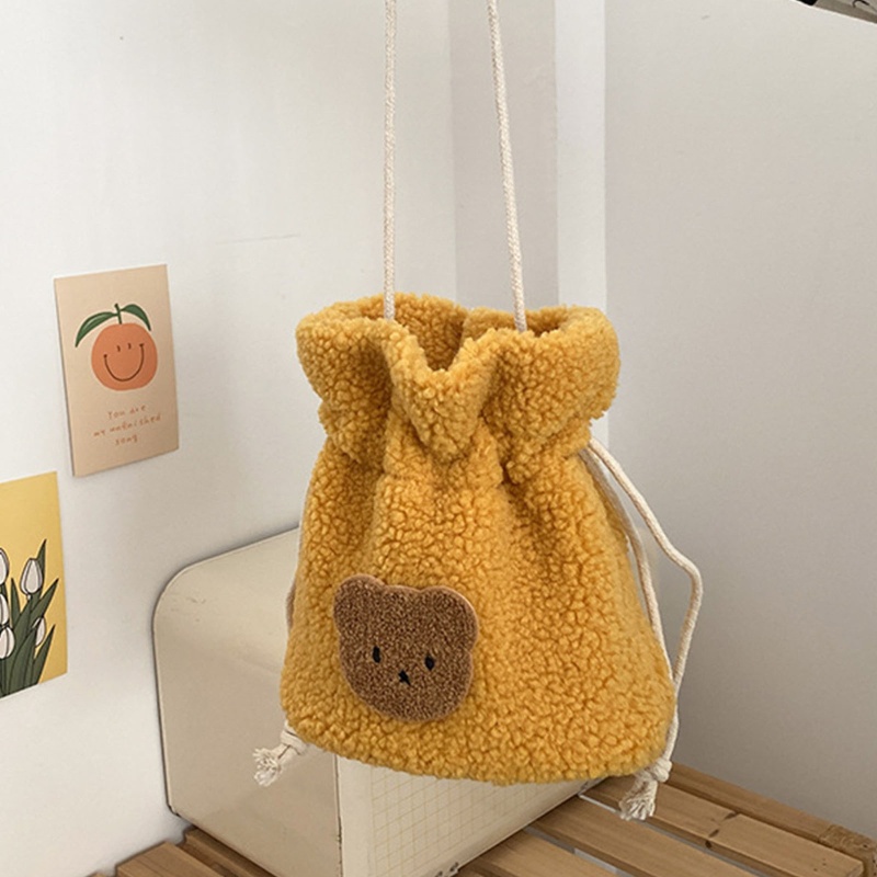 Túi Đeo Chéo Vai Kiểu Dây Rút Mini Họa Tiết Gấu Hoạt Hình Thời Trang Sành Điệu Cho Nữ