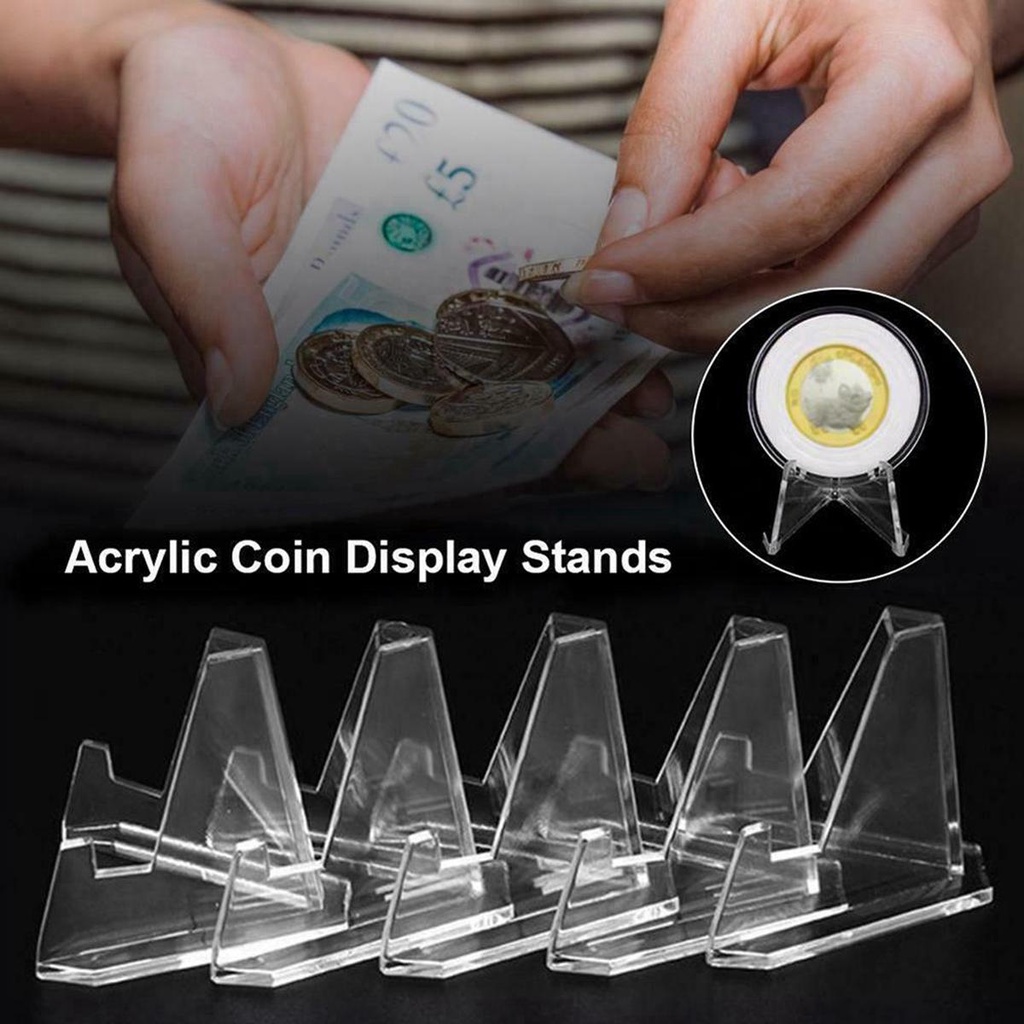 Bộ 10 Giá Đỡ Tiền Xu Mini Bằng Acrylic Trong Suốt Dùng Trang Trí Nhà Cửa