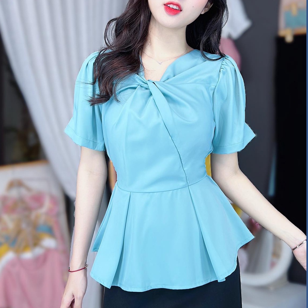 Áo peplum xoắn ngực che bụng CHUU A8052